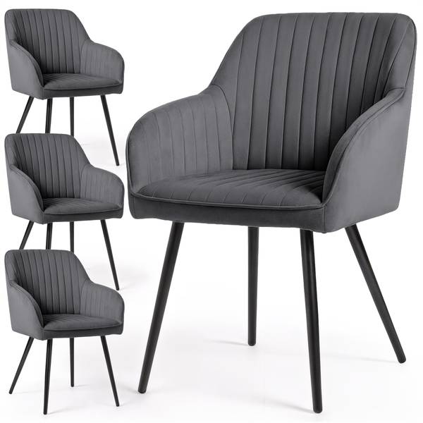 Esszimmerstuhl FLORENCE 4er-Set Schwarz - Graphit