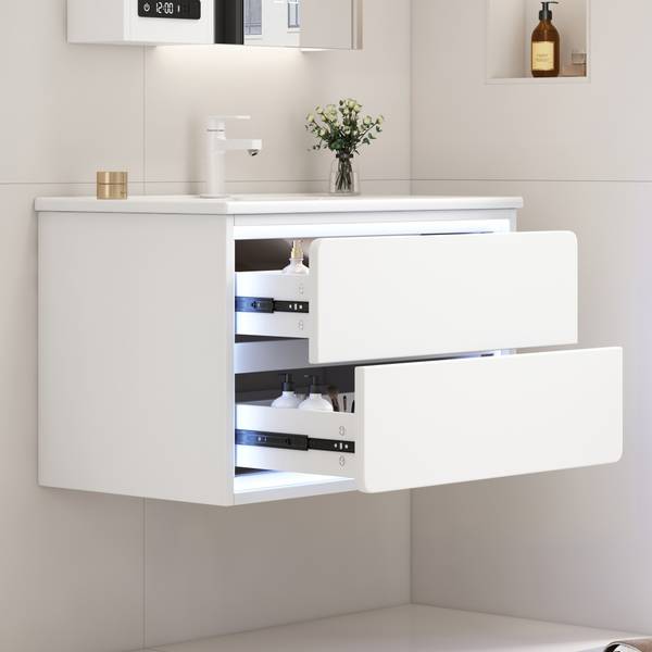 Waschtischunterschrank Eos Ⅴ Weiß - Holzwerkstoff - Porzellan - 46 x 49 x 76 cm