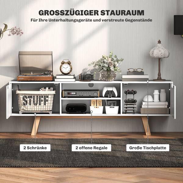 TV-Schrank 833-691V91WT Weiß - Holzwerkstoff - 39 x 50 x 150 cm