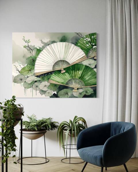 Tableau déco éventail japonais 90 x 60 cm