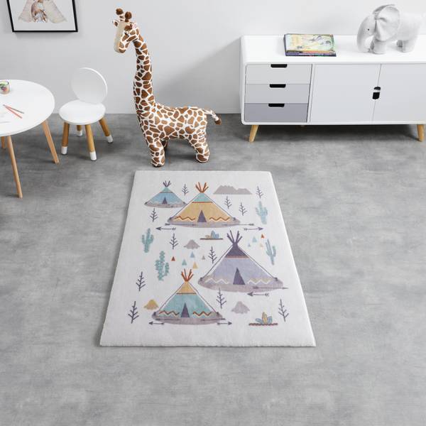 Kinderteppich ZELT Weiß - Holzwerkstoff - 120 x 1 x 170 cm