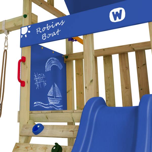 Spielturm DinkyHouse mit Schaukel Blau - Massivholz - 317 x 247 x 303 cm