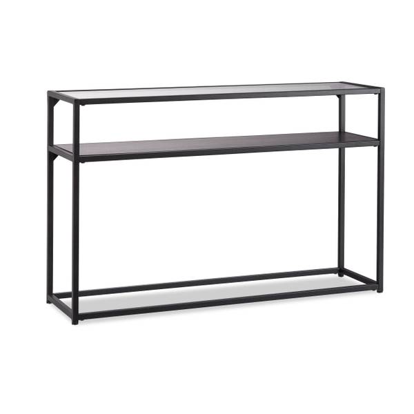 Table console Noire Verre Métal Bois Noir - Acier - 110 x 71 x 30 cm