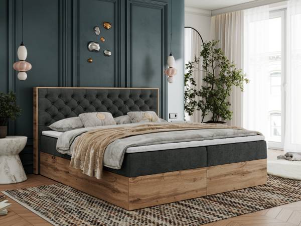 Boxspringbett ALBERO 3 Graphit - Breite: 148 cm - H3