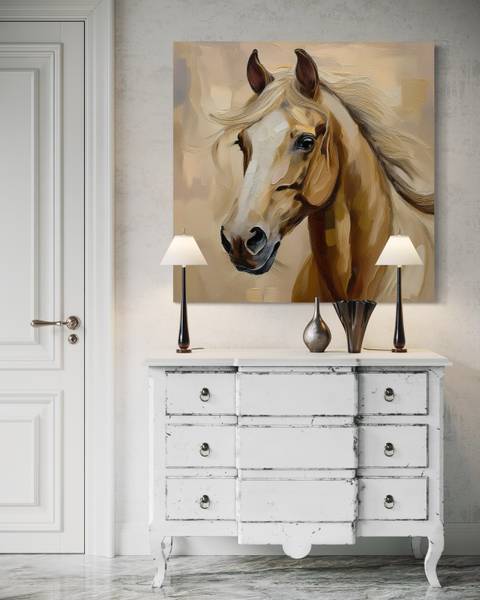 Tableau déco animaux cheval peint 50 x 50 cm