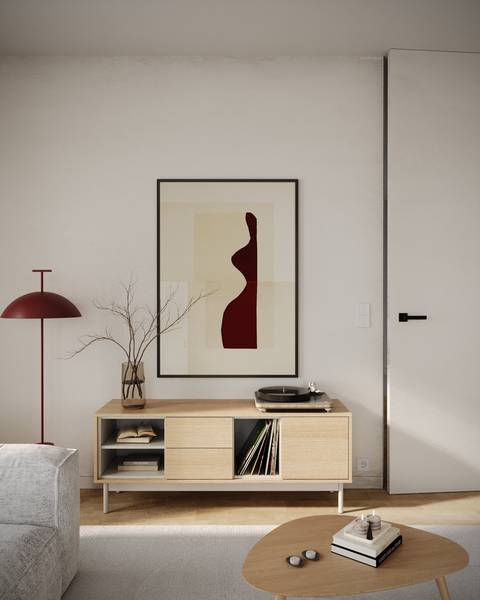 TV-meubel LAYEN grijs - melamine - 138 x 55 x 39 cm