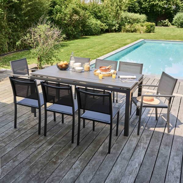 Gartenset Galilee Grau - Metall - 90 x 76 x 240 cm
