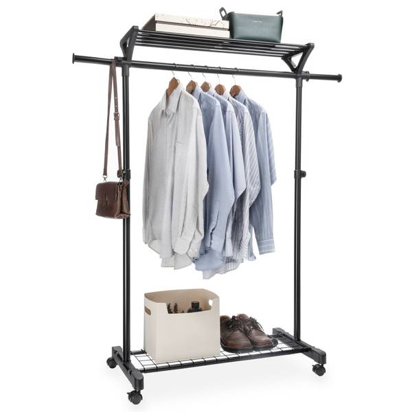 Garderobenwagen VIDA Schwarz - Edelstahl - 136 x 172 x 43 cm