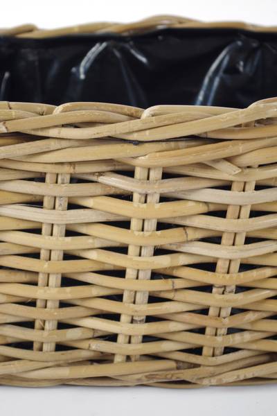 3tlg. Set Blumentopf PFLANZKUBU24 Grau - Rattan - 23 x 20 x 40 cm