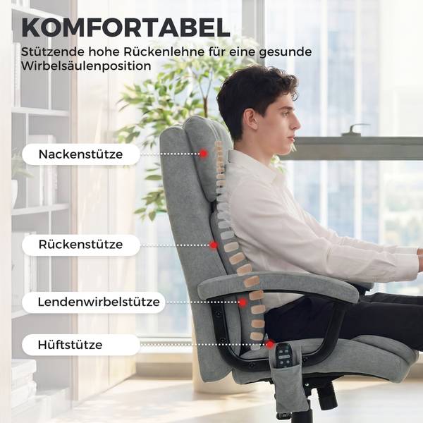 Massage-Bürostuhl 921-919V90GY Grau - Stahl - 71 x 122 x 76 cm