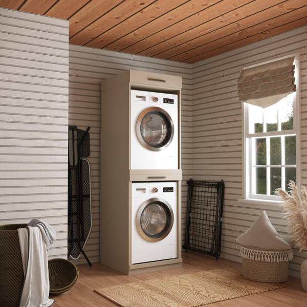 Wasmachinekast Berlin grijs - plaatmateriaal op houtbasis - 66 x 211 x 70 cm