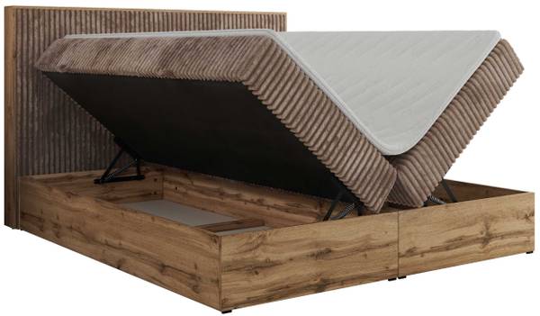 Boxspringbett WOOD CLASSIC Braun - Breite: 144 cm - H3