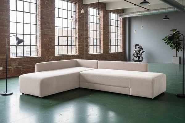 Schlafsofa SADIRA Cremeweiß - Armlehne davorstehend links - Ecke davorstehend links
