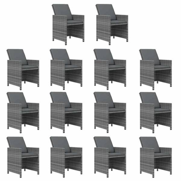 Garten Essgruppe 3001936-6 15-teilig Grau - Polyester - Klarglas - 107 x 74 x 275 cm