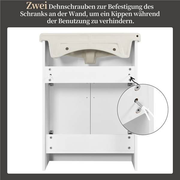 Waschbeckenunterschrank ARC03 Weiß - Holzwerkstoff - 44 x 84 x 61 cm