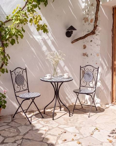 Gartenset SIROLO 2-tlg Schwarz - Blau - Weiß - Metall - 40 x 90 x 44 cm