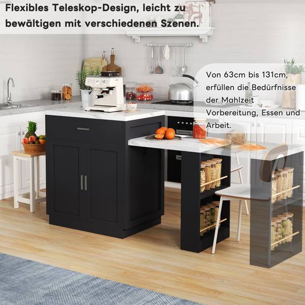 Kücheninsel BB3941 Schwarz - Holzwerkstoff - 55 x 90 x 211 cm