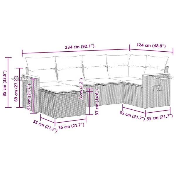 Garten-Lounge-Set 3036579-5 (6-teilig) Grau