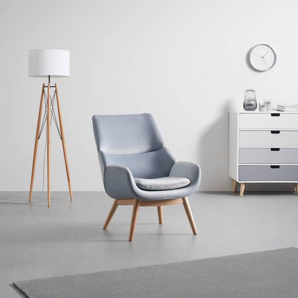 Ohrensessel FELIA Grau - Samt - 71 x 93 x 79 cm