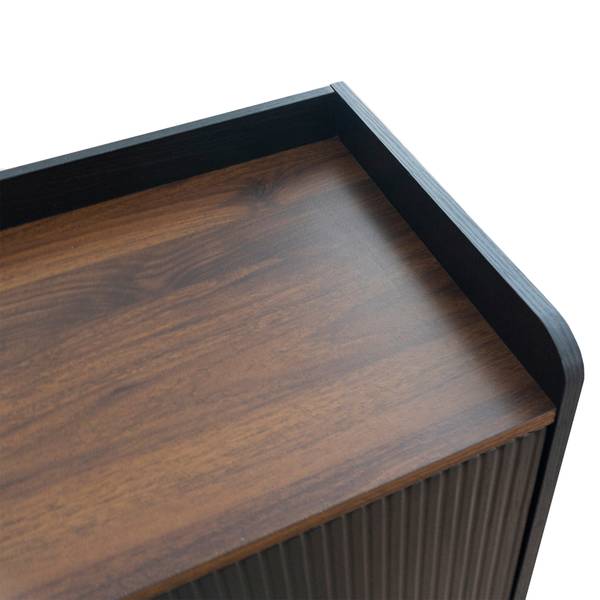 TV-lowboard met Schuifdeuren Eos I zwart - bruin - staal - 40 x 58 x 160 cm