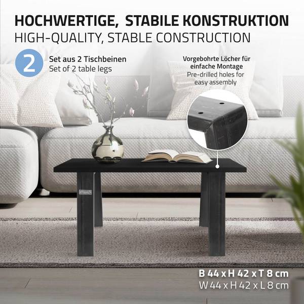 Loft Tischgestell aus Stahl 2er Set Esche Schwarz Dekor