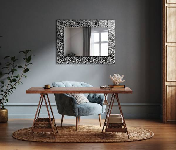 Wandspiegel Schwarz-weiße Ornamente Höhe: 80 cm