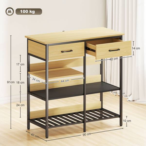 Sideboard 83A-341V90ND Braun - Stahl - 40 x 91 x 90 cm