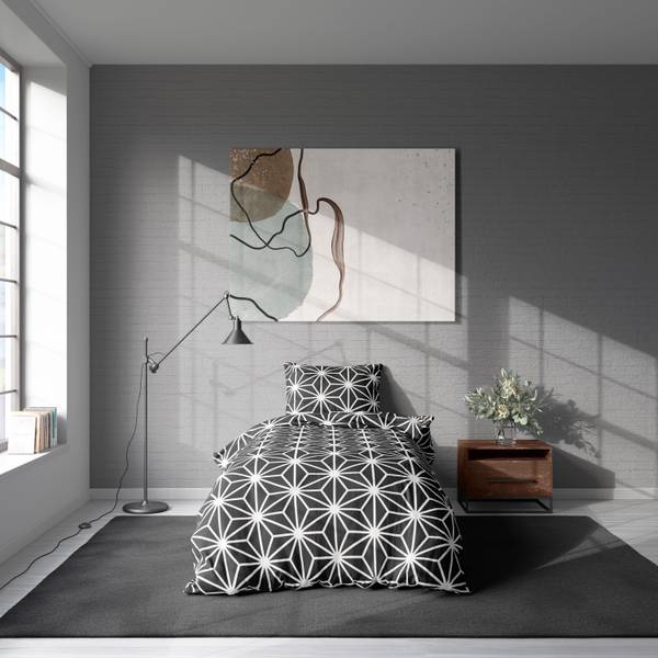 4 teilig Bettwäsche 155x220 Sterne black kaufen