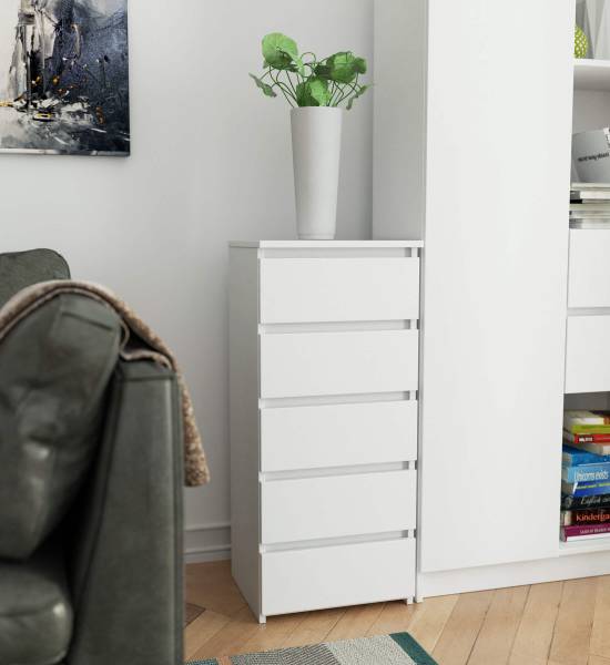 Kommode Rona Weiß - Holzwerkstoff - 40 x 92 x 35 cm