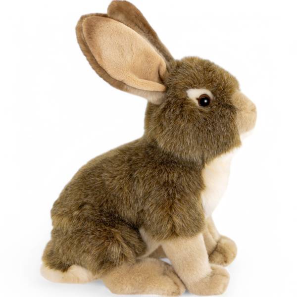 Kuscheltier Hase mit großen Ohren Braun - Kunstfell - 14 x 30 x 25 cm