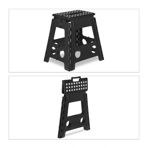 Klapphocker faltbar XL Schwarz - Weiß - Polypropylen - 39 x 39 x 3 cm