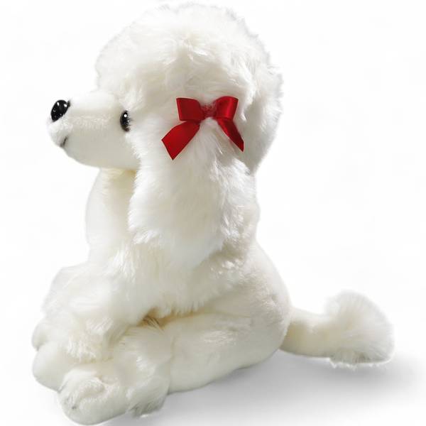 Kuscheltier Pudel Weiß - Kunstfell - 16 x 28 x 20 cm