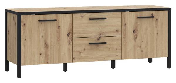 Lowboard KIRIKUS Schwarz - Braun - Holzwerkstoff - 140 x 55 x 41 cm