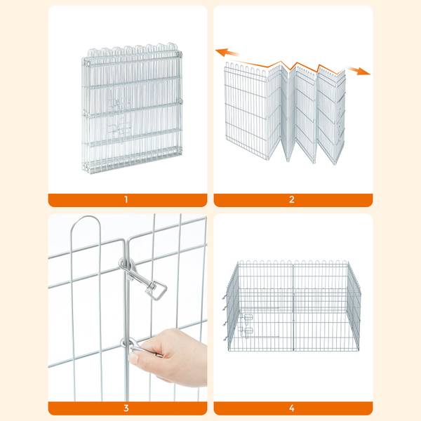 Welpenauslauf Kimberley Silber - Metall - 61 x 122 x 61 cm