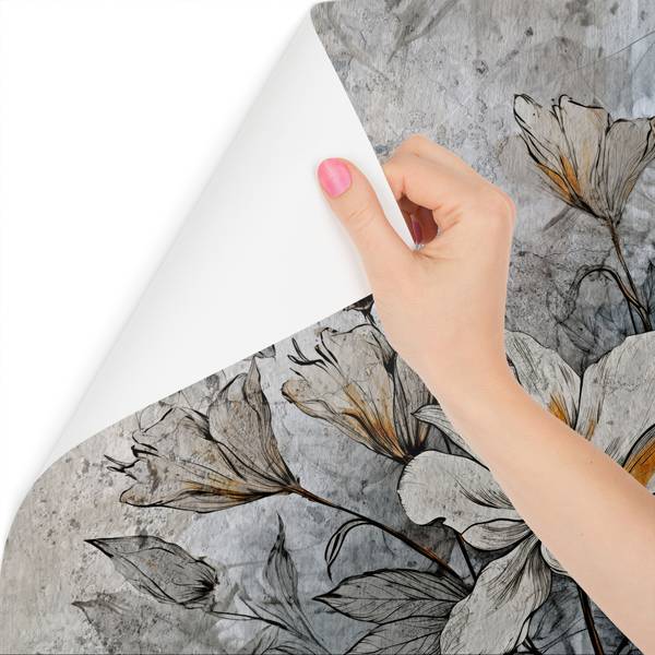 Fototapete BLUMEN Pflanzen Beton Vintage 360 x 240 x 240 cm