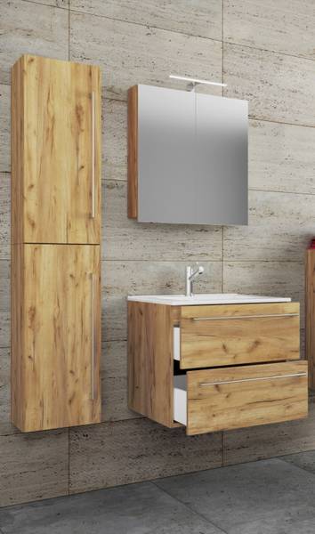 Waschtisch Badinos Braun - Keramik - Holzwerkstoff - 81 x 151 x 46 cm