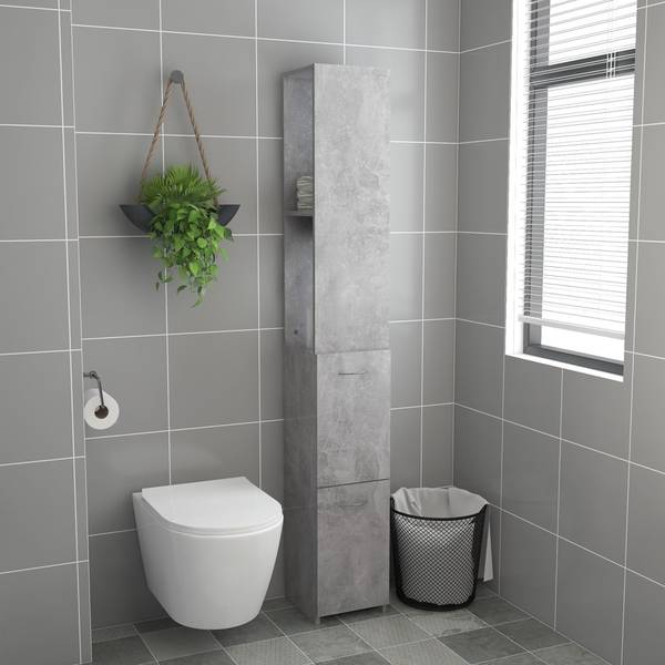 Badschrank D7303 Grau - Holzwerkstoff - 27 x 170 x 25 cm