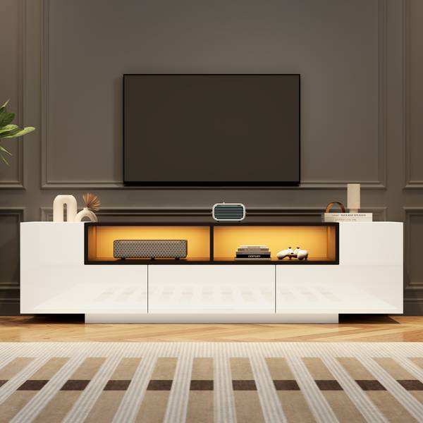 Meuble TV Ourea Ⅰ Blanc - Bois manufacturé - 40 x 48 x 180 cm