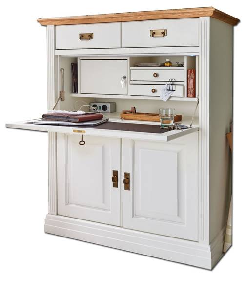 Sekretär Büroschrank Novara 111 x 133 cm - Geölt - Lackiert