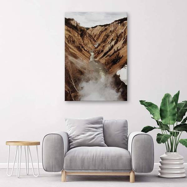 Canvas schilderij rivier in de bergen 80 x 120 cm