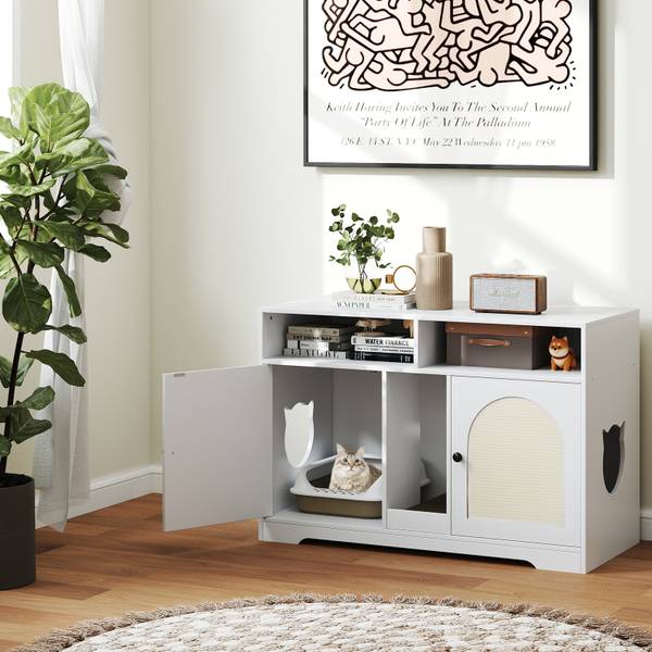 Katzenschrank BH32453 Weiß - Holzwerkstoff - 51 x 74 x 108 cm