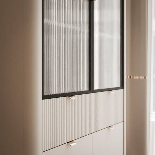 Vitrinenschrank NAVANI 90 Beige - Walnuss