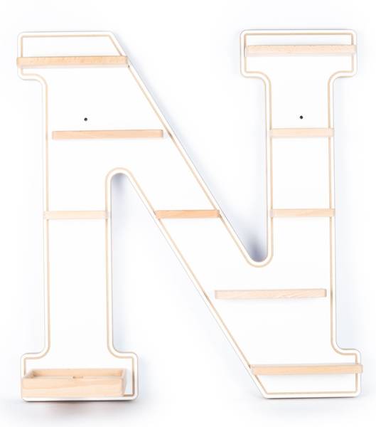 Wandregal Buchstabe N Weiß - Holzwerkstoff - 50 x 54 x 19 cm