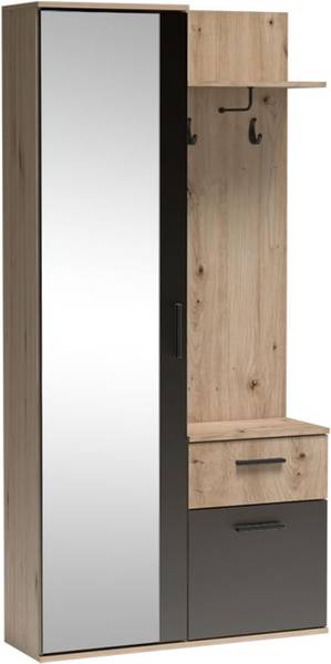Garderobe LUXOR Schwarz - Eiche Dekor