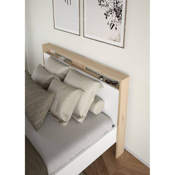 Bett Next Weiß - Holz teilmassiv - 151 x 93 x 225 cm