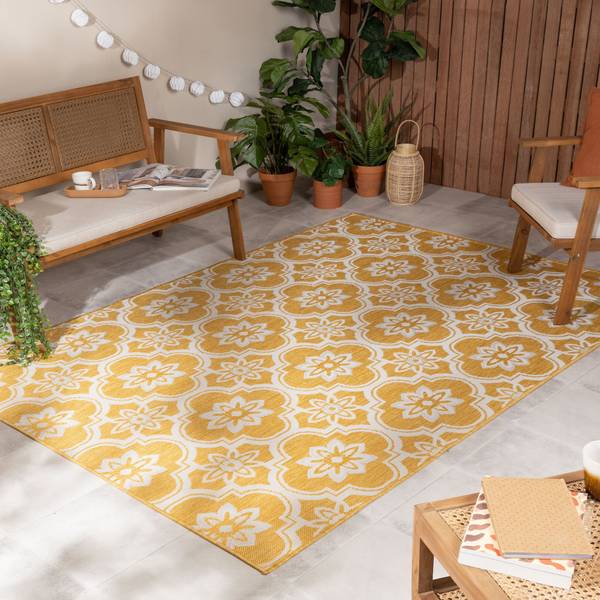 Tapis Rio Flower Jaune - 200 x 290 cm