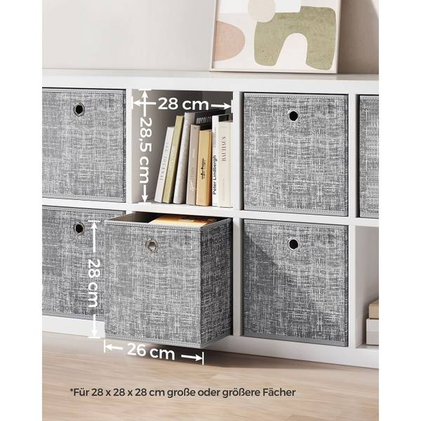 Aufbewahrungsbox Tirana 6er-Set Lucknow Grau - Textil - 26 x 28 x 26 cm