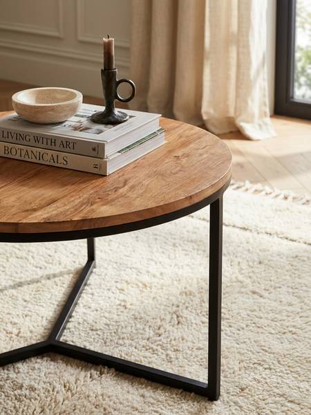 Couchtisch CEIRA mit Dreibeingestell Beige - Akazie - 60 x 38 x 60 cm