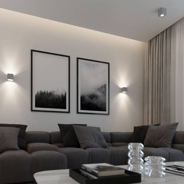 Deckenlampe Quad Grau - Beton - 10 x 10 x 10 cm