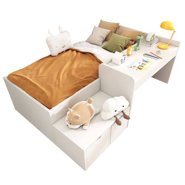 Kinderbett LucyWoody Ⅰ Weiß - Holzwerkstoff - Massivholz - 137 x 83 x 205 cm
